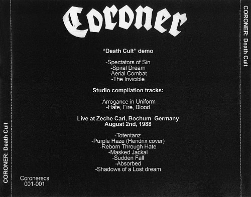 Death cult. Coroner 1986 - Death Cult. Coroner Coroner 1995. Coroner группа дискография. Coroner Death Cult.