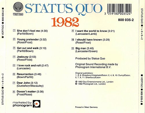 Статус кво mp3 все песни. Status Quo 1982 1+9+8+2. Status Quo 1+9+8+2. Коллекция status Quo.
